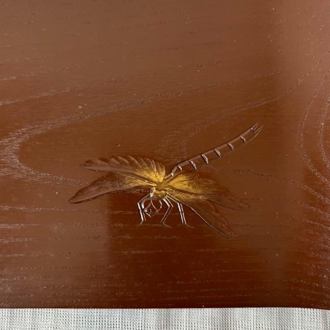 Ay96 讃岐彫　篠原如雪　銘々菓子器　菓子皿　5客　昆虫　木彫　骨董　日本美術