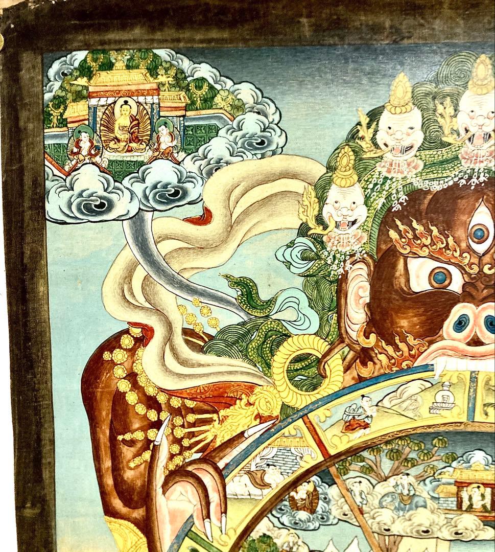 チベット　曼荼羅　マンダラ　仏画　(4) タンカ　掛軸　観音　菩薩　如来