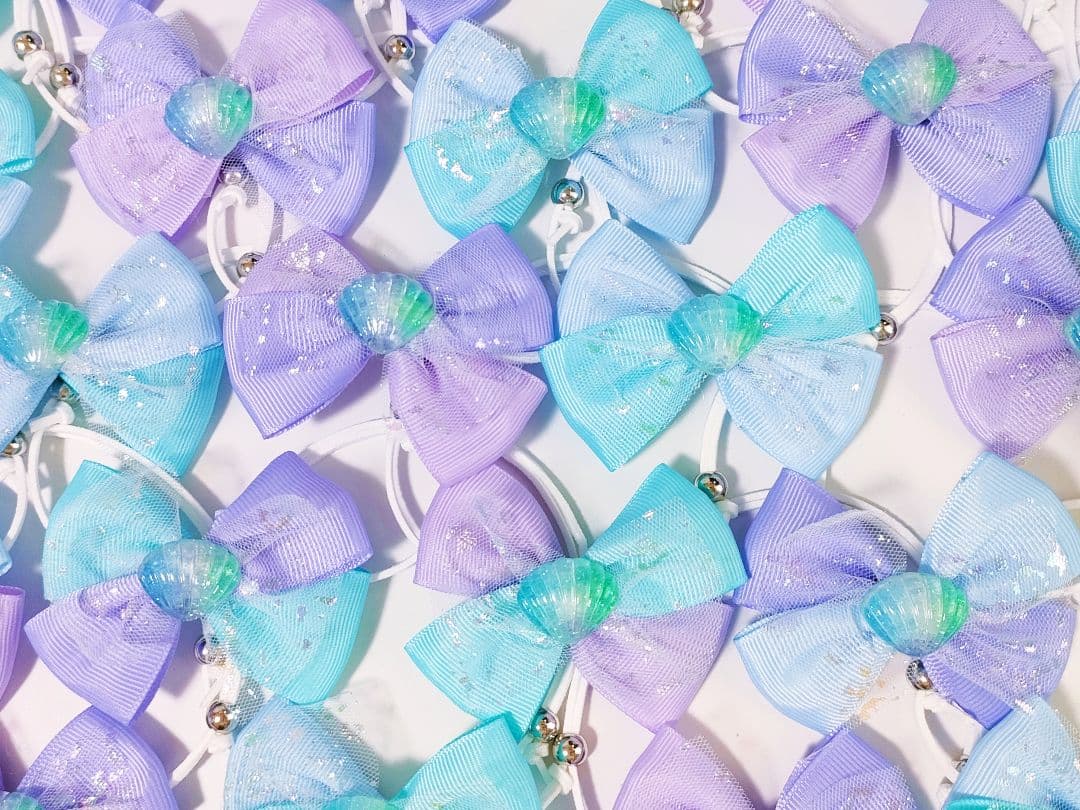 夏トリミングチョーカーリボン　ペットサロン用　貝殻シェル　スイカ　パイナップル