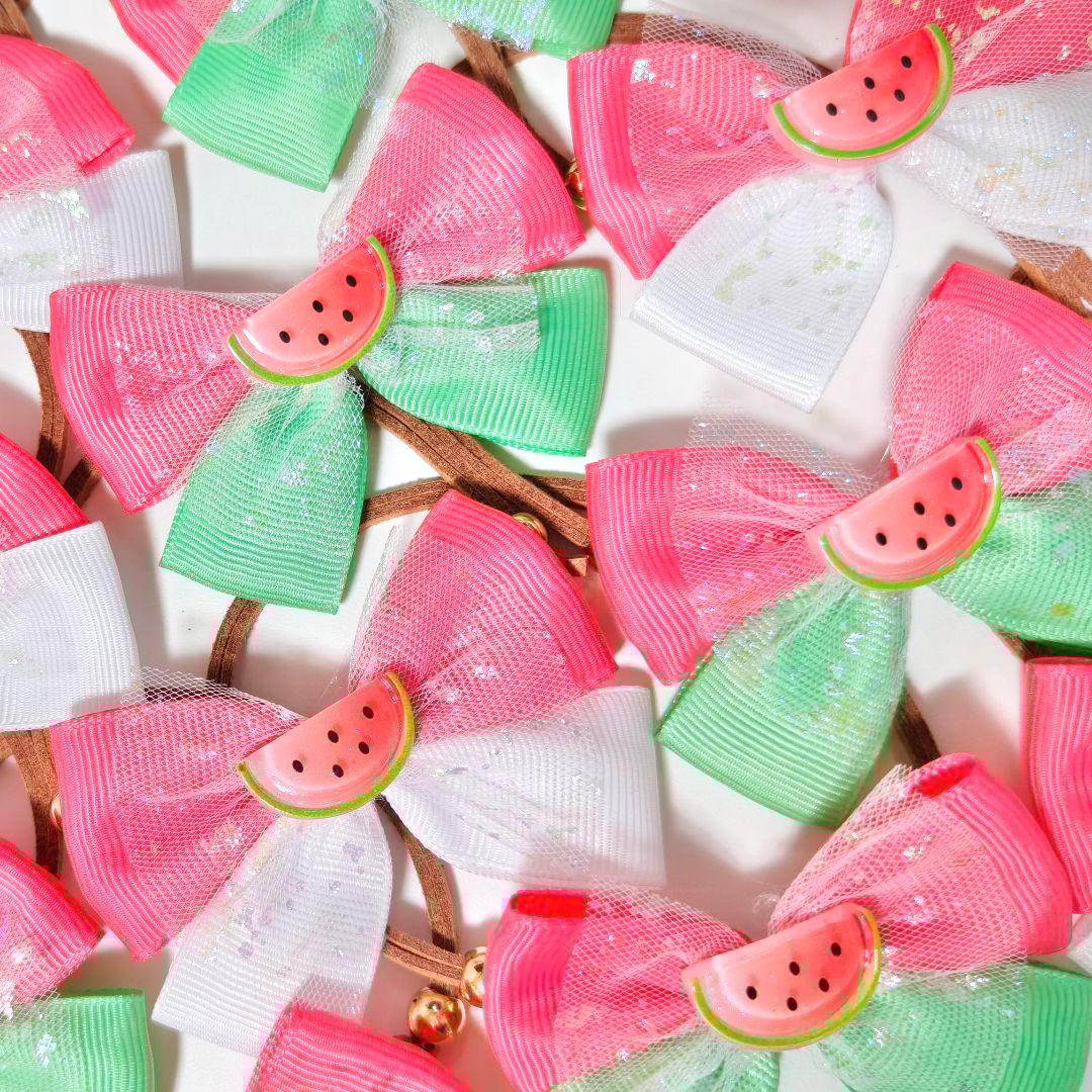 夏トリミングチョーカーリボン　ペットサロン用　貝殻シェル　スイカ　パイナップル