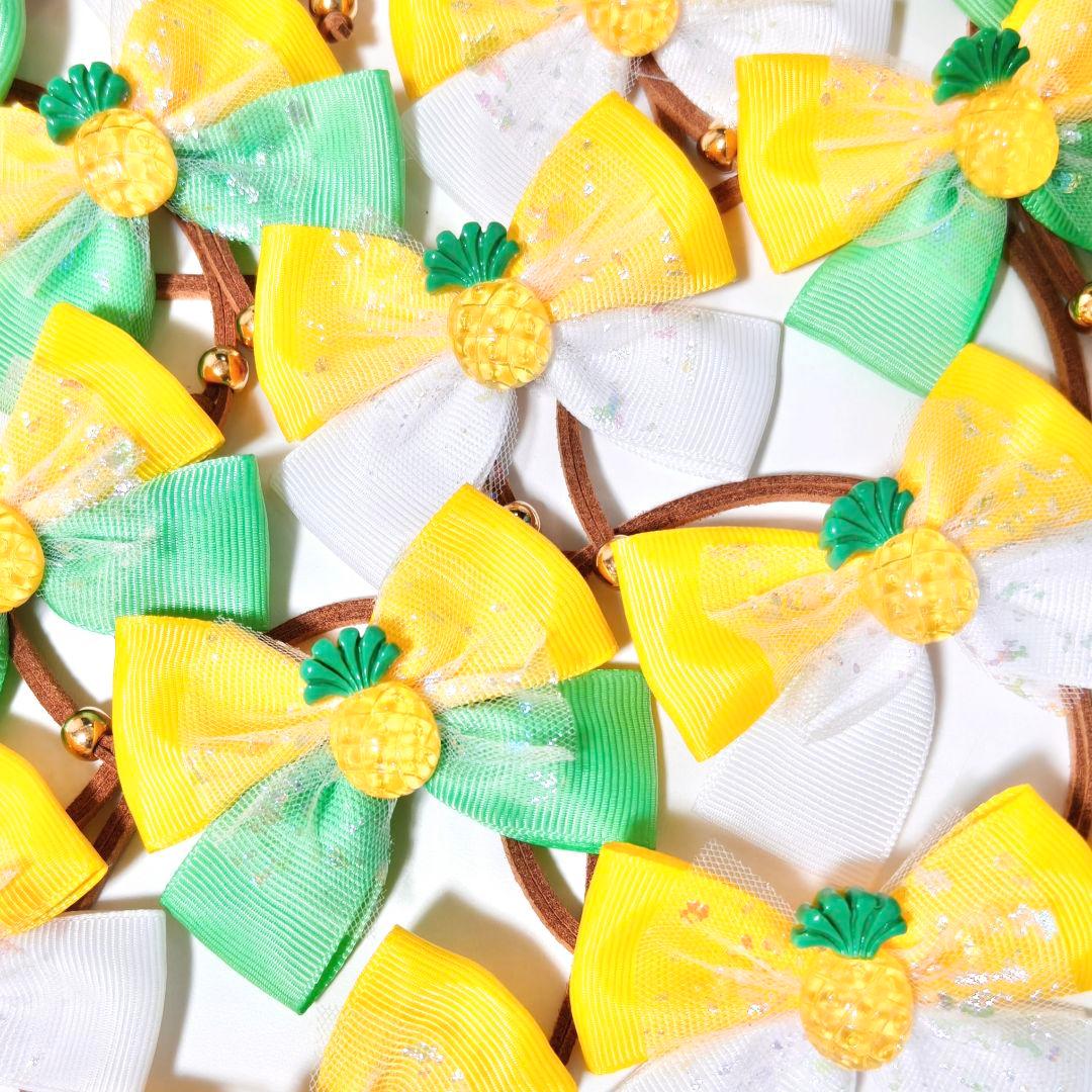 夏トリミングチョーカーリボン　ペットサロン用　貝殻シェル　スイカ　パイナップル