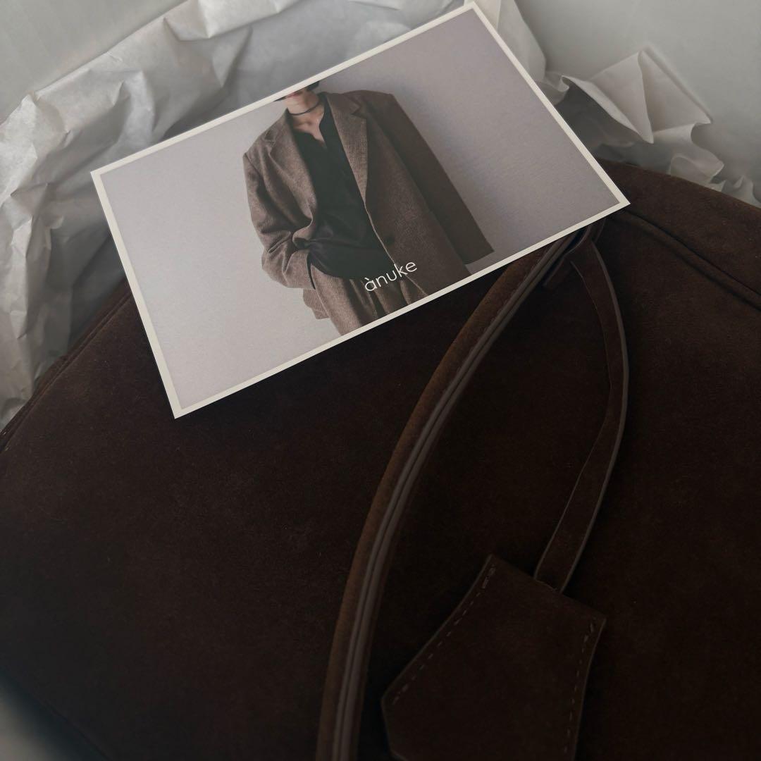 【美品】anuke Ecoleather Boston Bag（ブラウン）