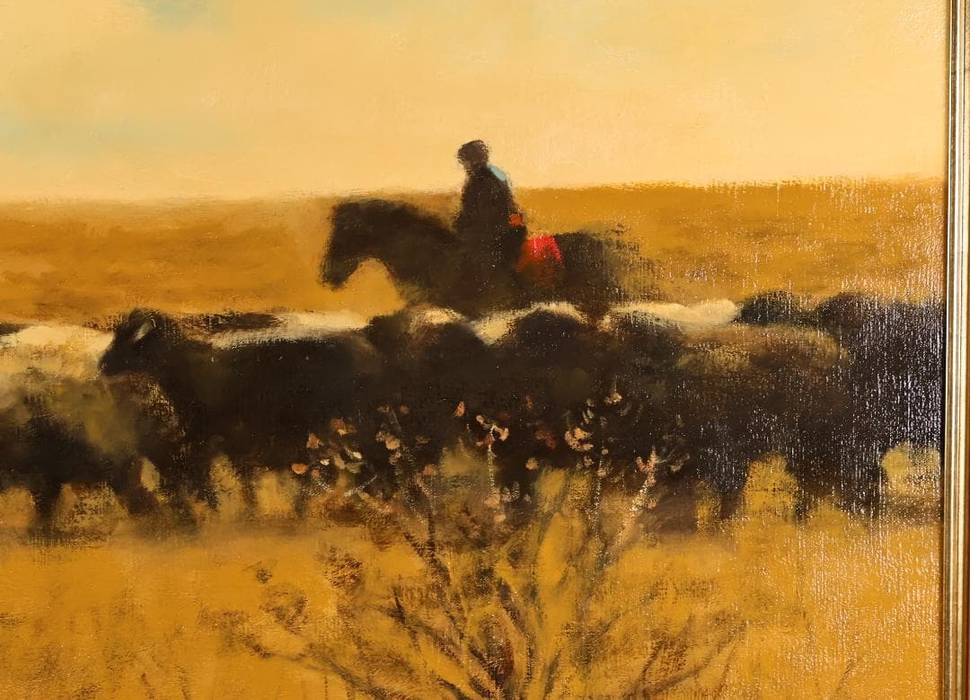 真作　藤田忠夫 「 郡羊 」 油彩F20号　 師:小磯良平　風土会　BJ240