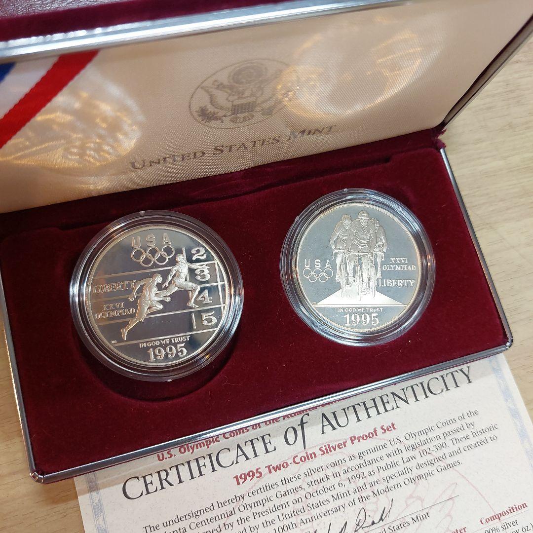 1996年アトランタオリンピック銀貨2枚セット 長期保管品 多少 傷 汚れあり