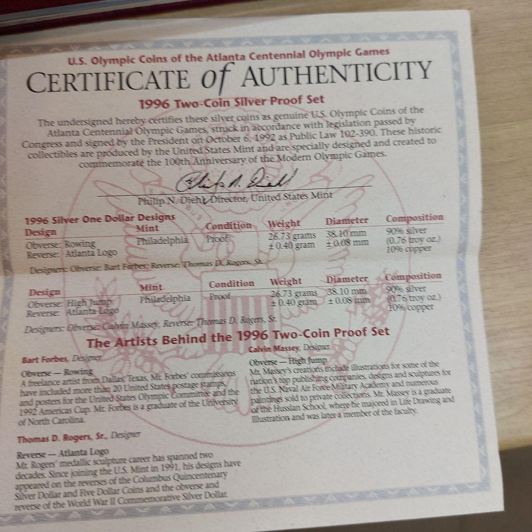 1996年アトランタオリンピック銀貨2枚セット 長期保管品 多少 傷 汚れあり