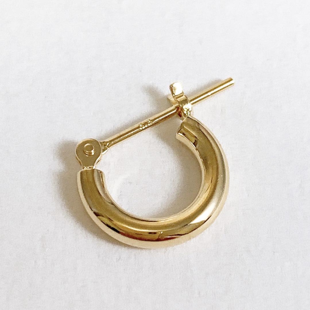 10金【2×10mm 定番フープピアス】イエローゴールド K10刻印入 新品！