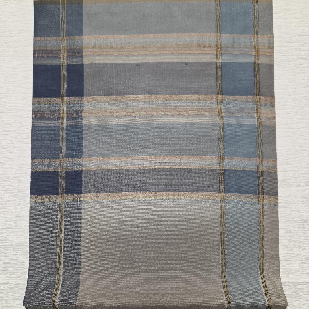 名古屋帯　両面かわり織り　格子　吉野間道　夏、単衣、袷オールシーズン　7228