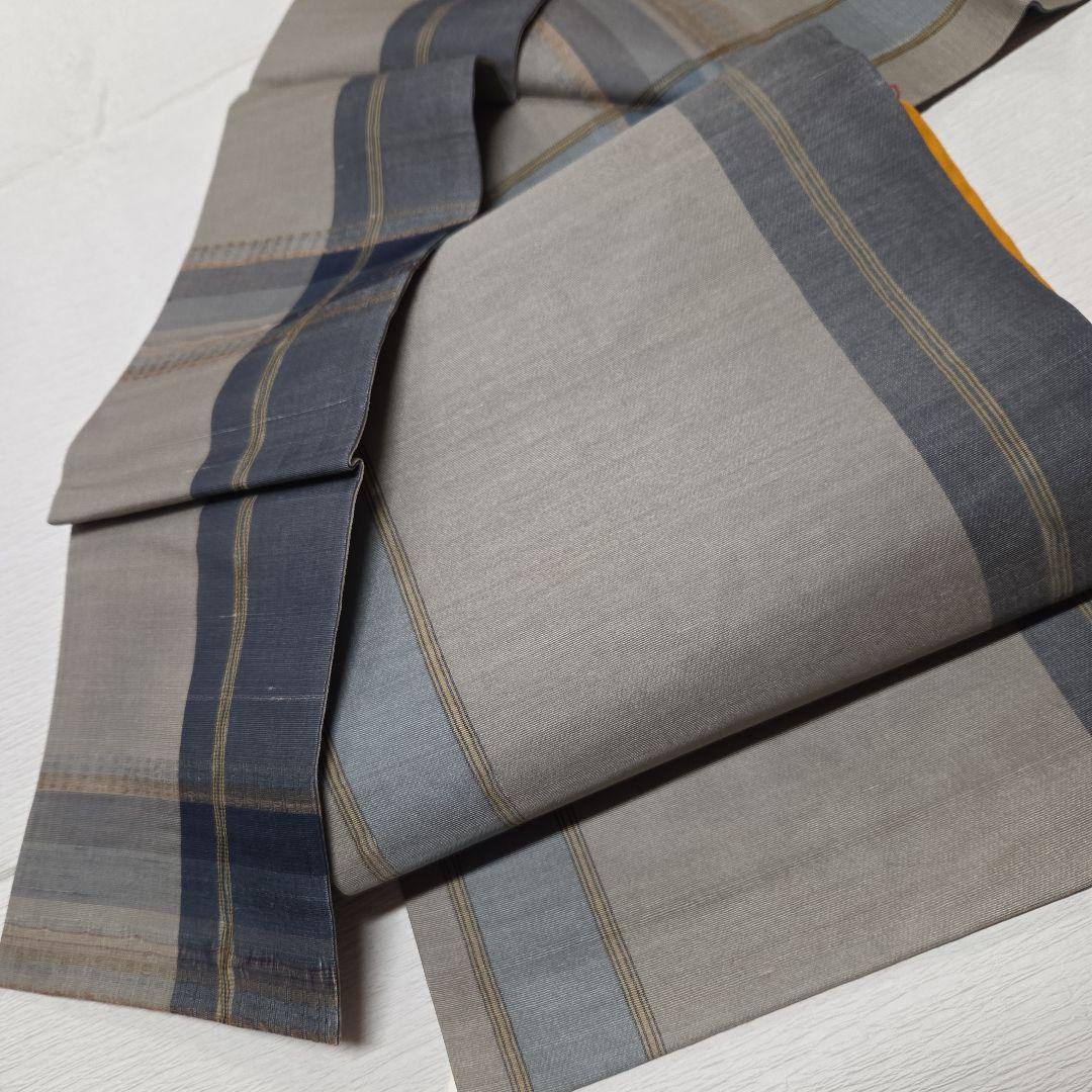 名古屋帯　両面かわり織り　格子　吉野間道　夏、単衣、袷オールシーズン　7228