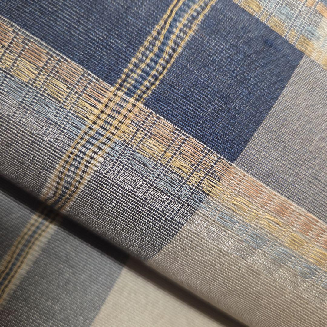 名古屋帯　両面かわり織り　格子　吉野間道　夏、単衣、袷オールシーズン　7228