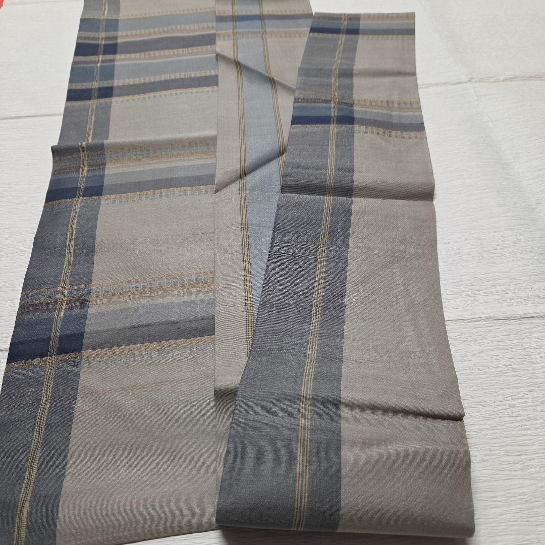 名古屋帯　両面かわり織り　格子　吉野間道　夏、単衣、袷オールシーズン　7228