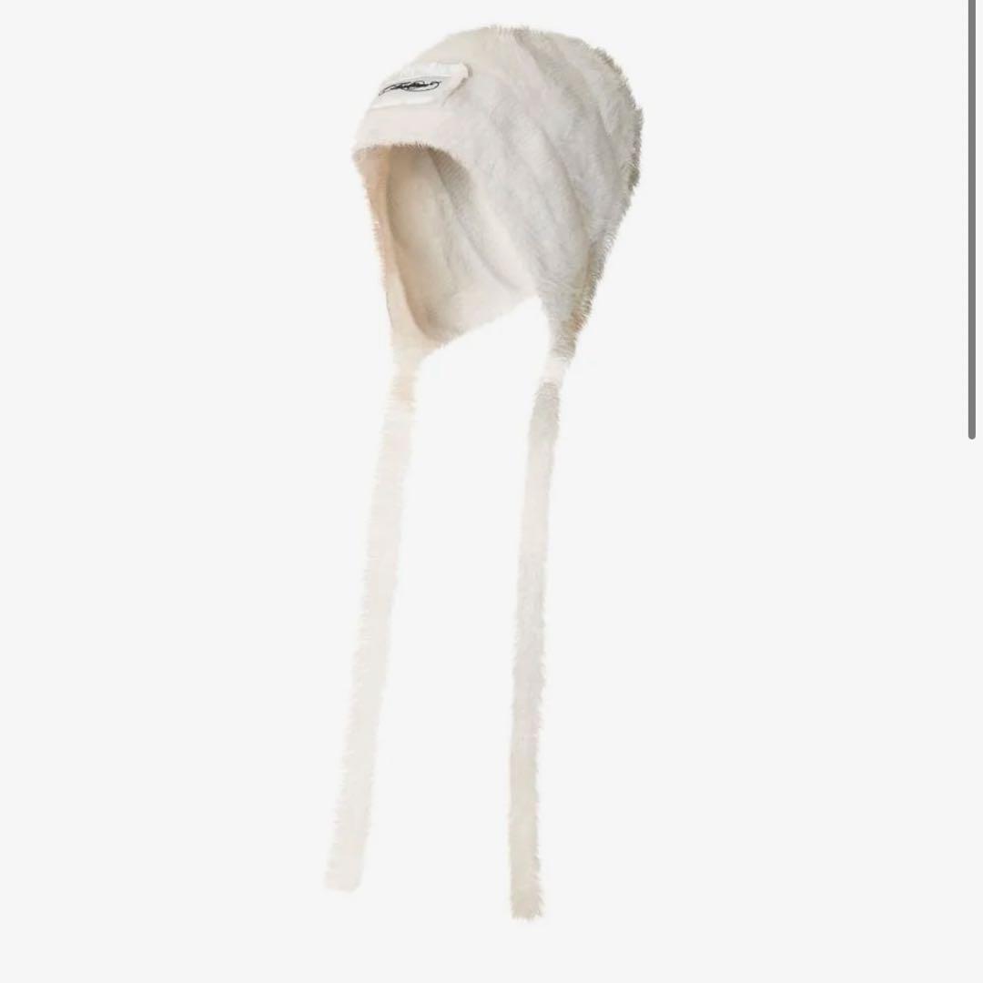 帽子 THEREDTHREAD S fuzzy knit beanie white