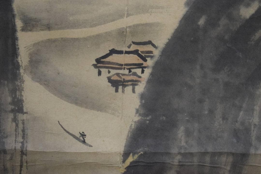 真作/谷文晁/山水図/大幅/源覚三の桐極箱付/布袋屋掛軸HG-752