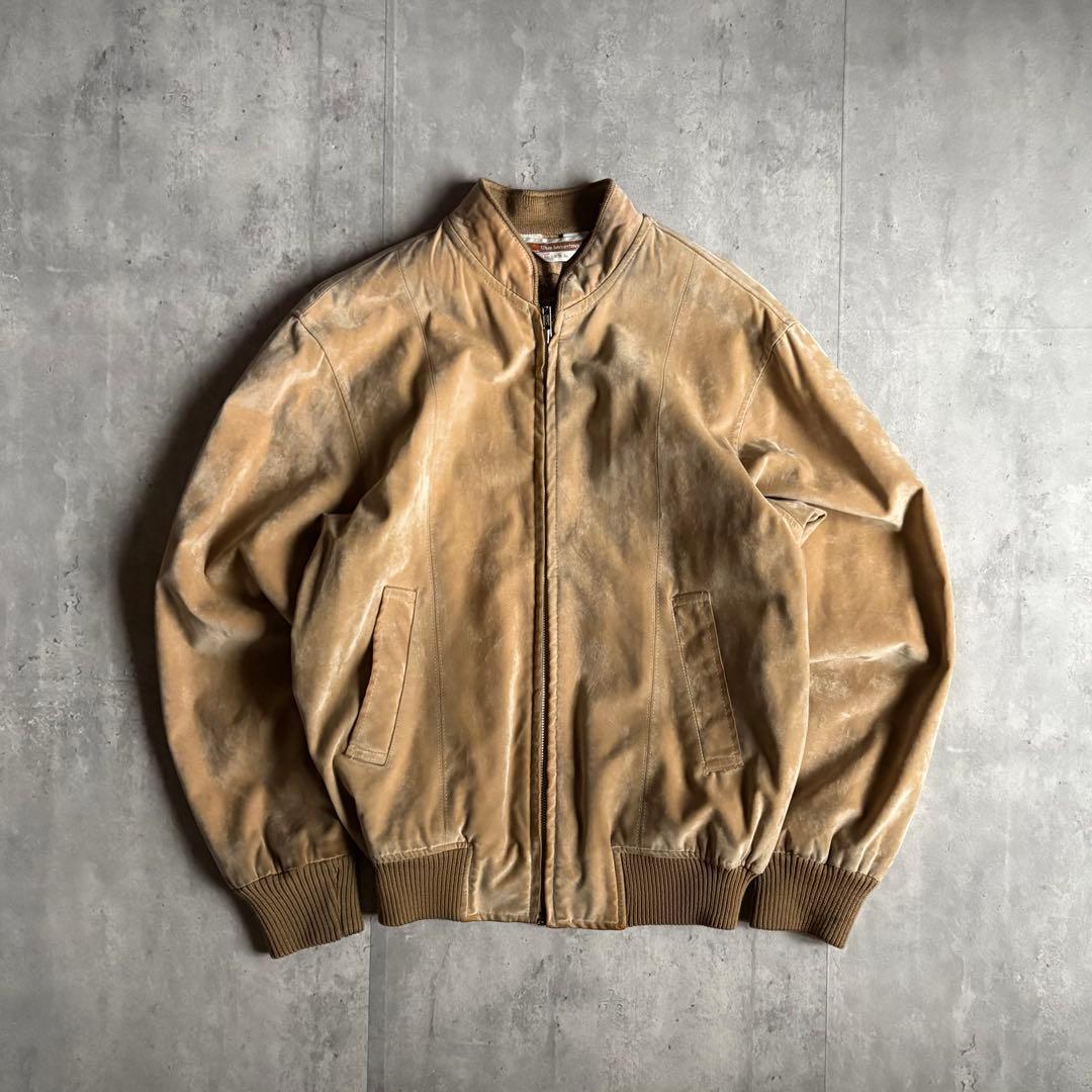 【80s vintage】レーヨン100 ジップブルゾン　裏地チェック　短丈