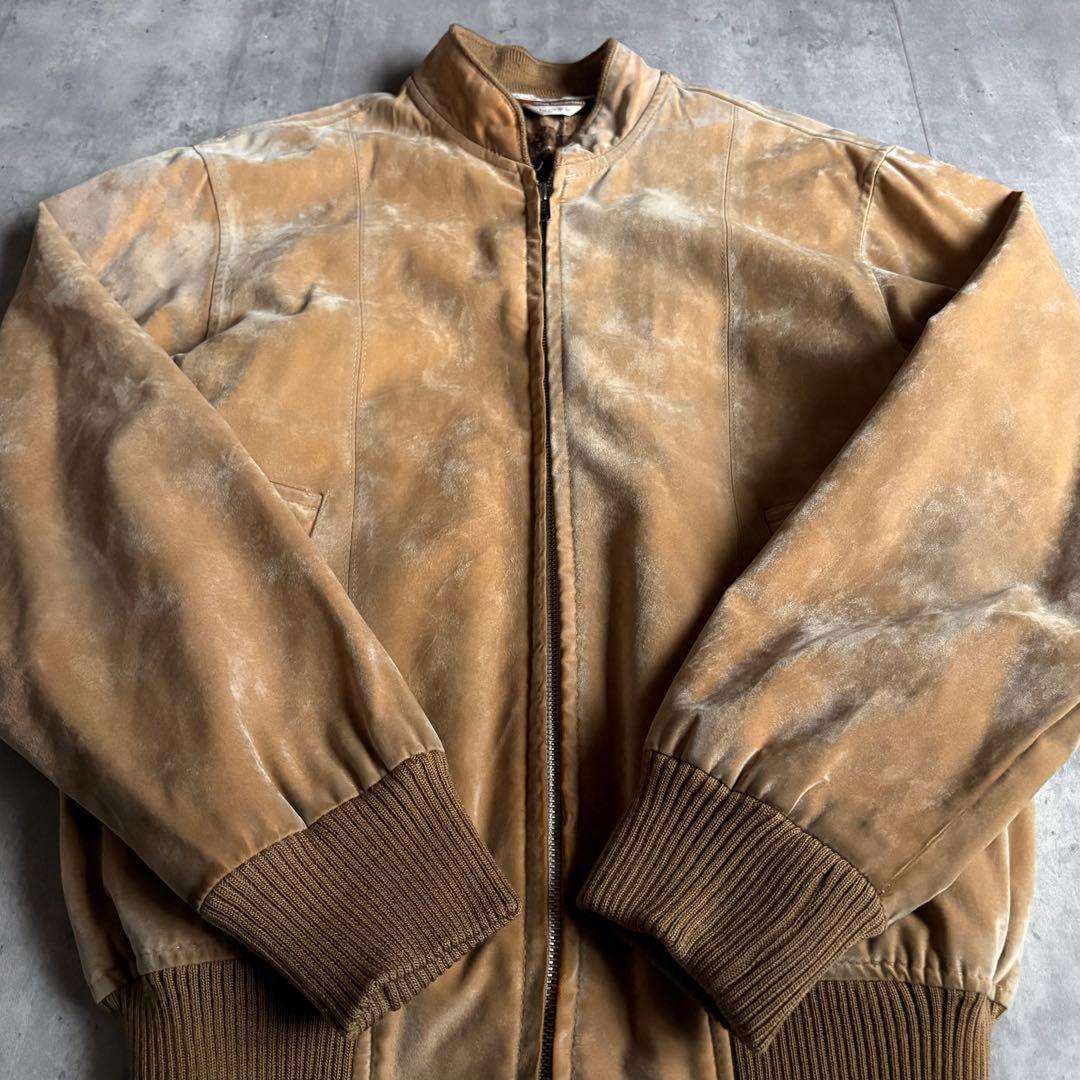 【80s vintage】レーヨン100 ジップブルゾン　裏地チェック　短丈