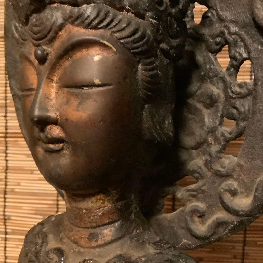 朝鮮・三国時代「百済・観世音菩像」高句麗・新羅・百済・天平・銅鉄・特大