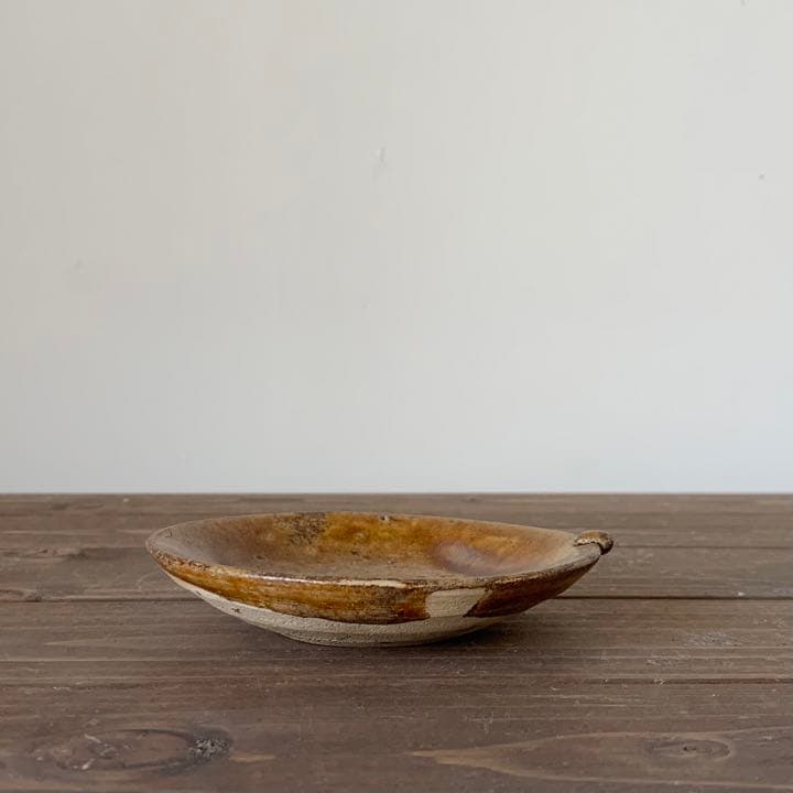 美濃 飴釉 平盃 小皿 No.1 古道具 古美術 アンティーク 美濃古窯