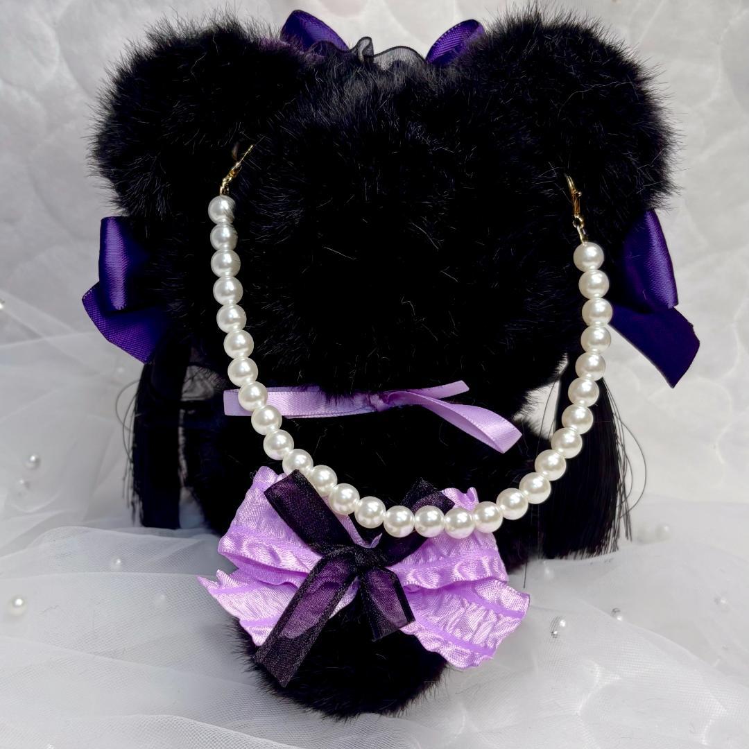 【莉子】10cm おすわり ぬい服 中華風クマ パープルブラック #45