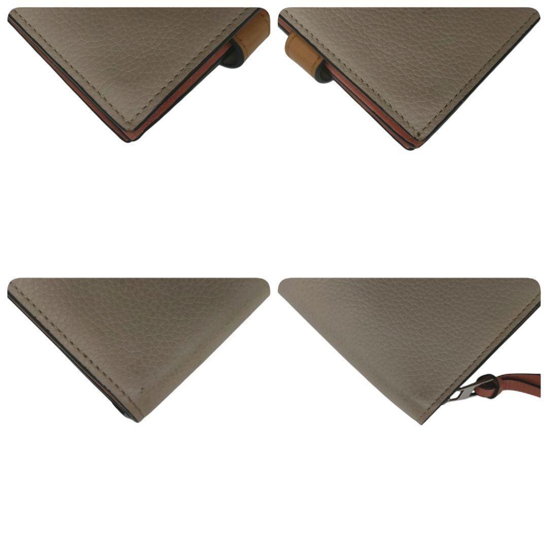 ロエベ　折り財布　コンパクトジップウォレット　アナグラム　ベージュ