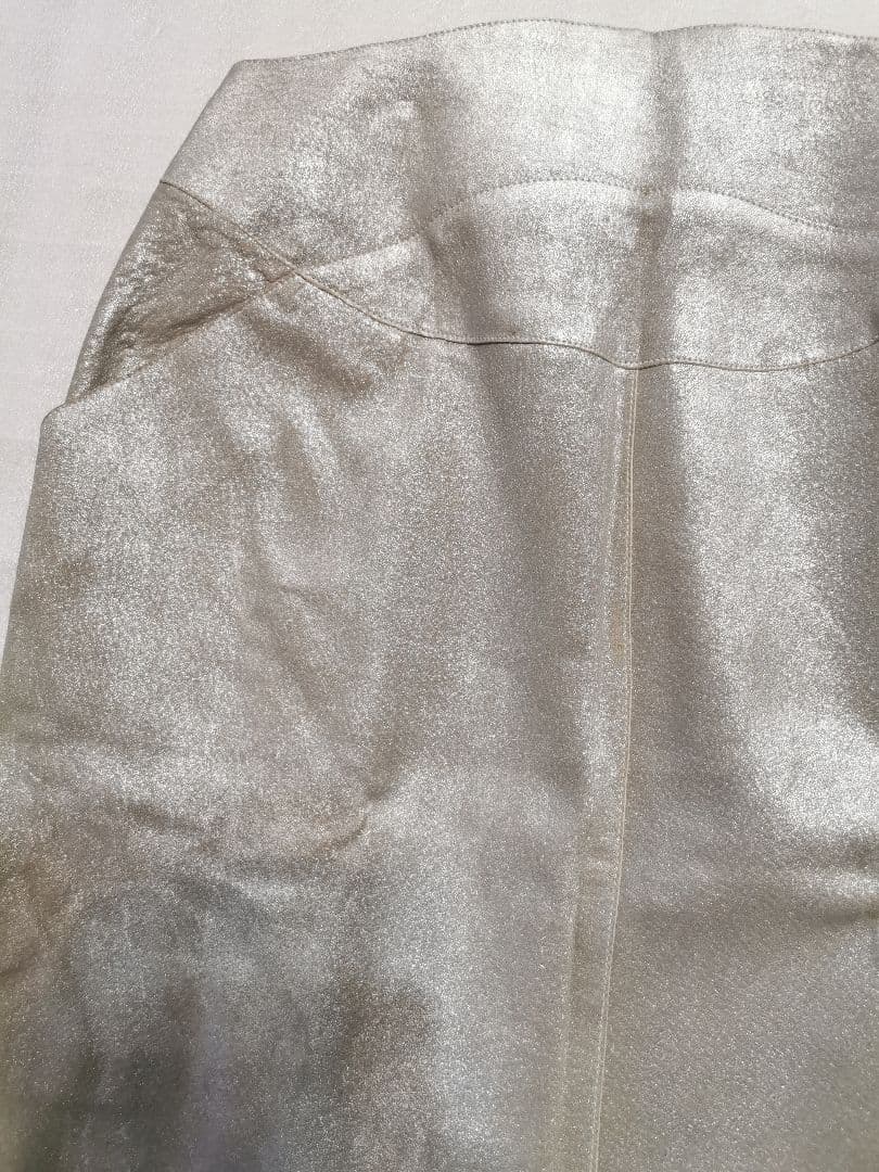 ■シャネル■ピッグスキン✨シルバー■革スカート■38