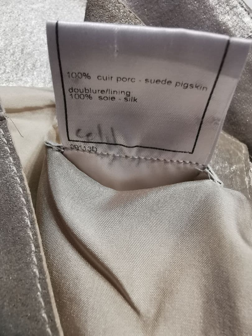 ■シャネル■ピッグスキン✨シルバー■革スカート■38