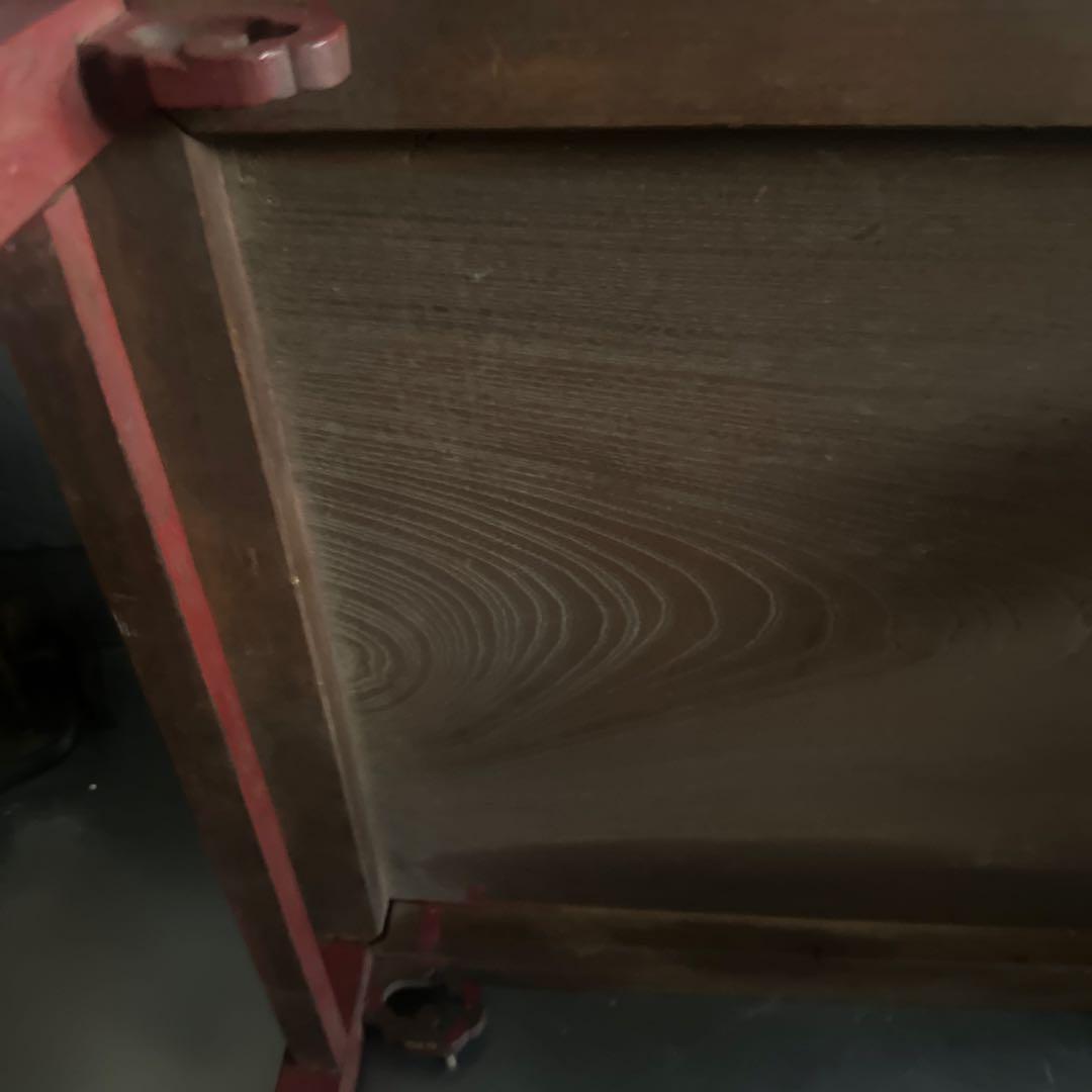 ヴィンテージ　赤い木製座卓　花台かもしれません