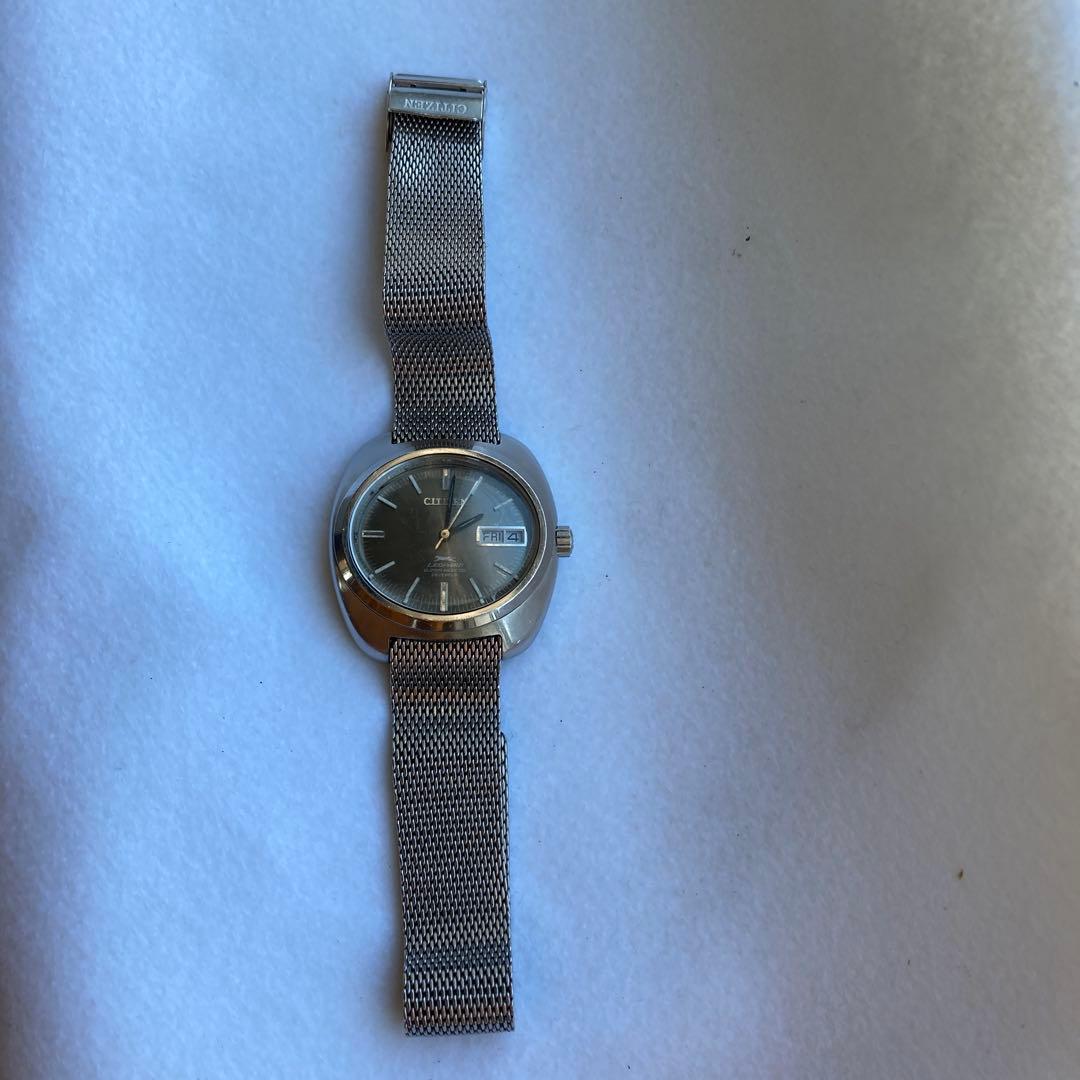 CITIZEN レオパード10 自動巻き時計 グレー メッシュバンド