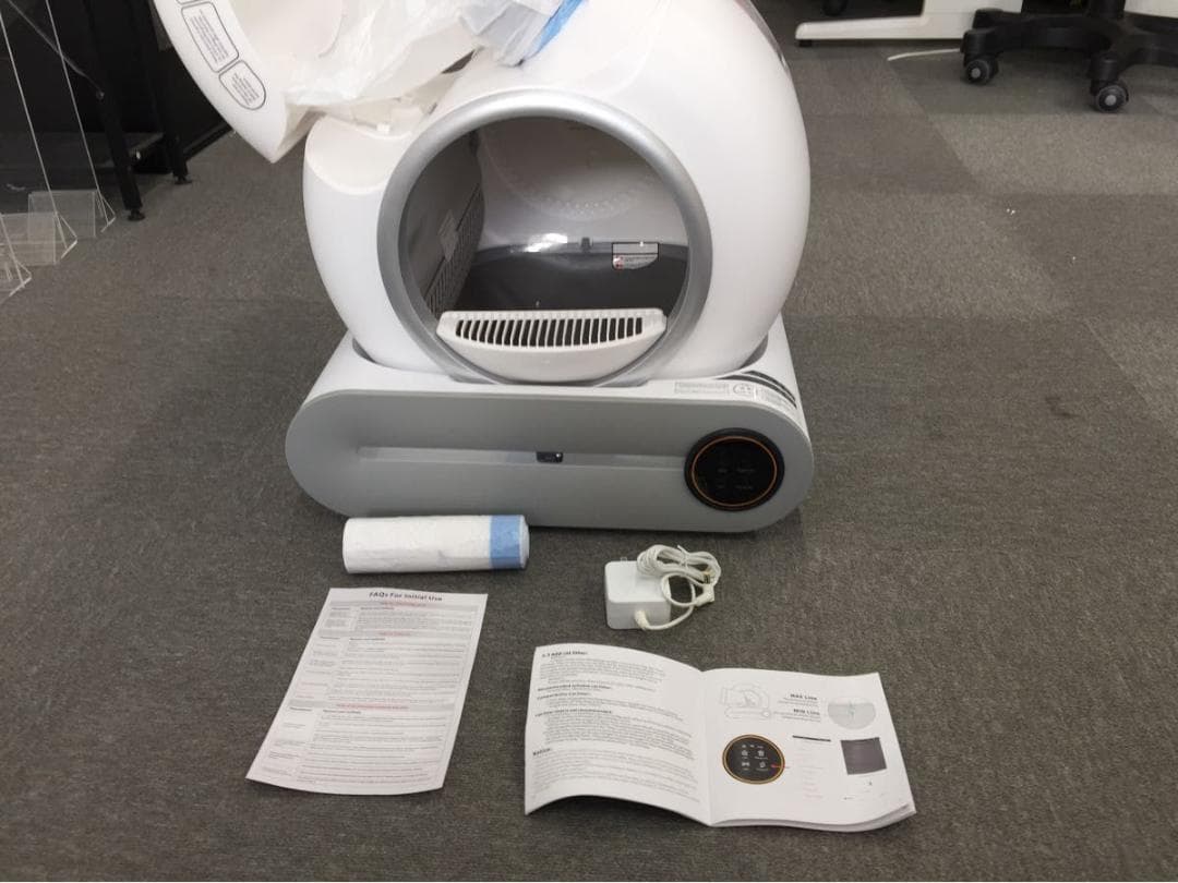 全自動猫トイレ スマート猫砂盆 英語マニュアル付き／自動掃除／猫用ハイテクトイレ