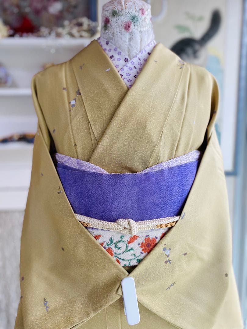 【さとよ様❤️単衣 正絹 江戸小紋に小花柄】