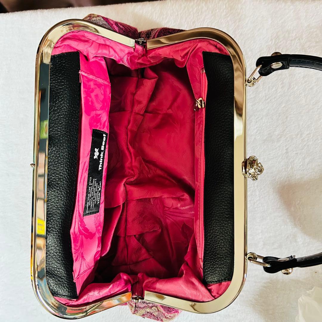 【極美品】Think Bee! ネバーエンディングピンクローズ　がま口　バッグ