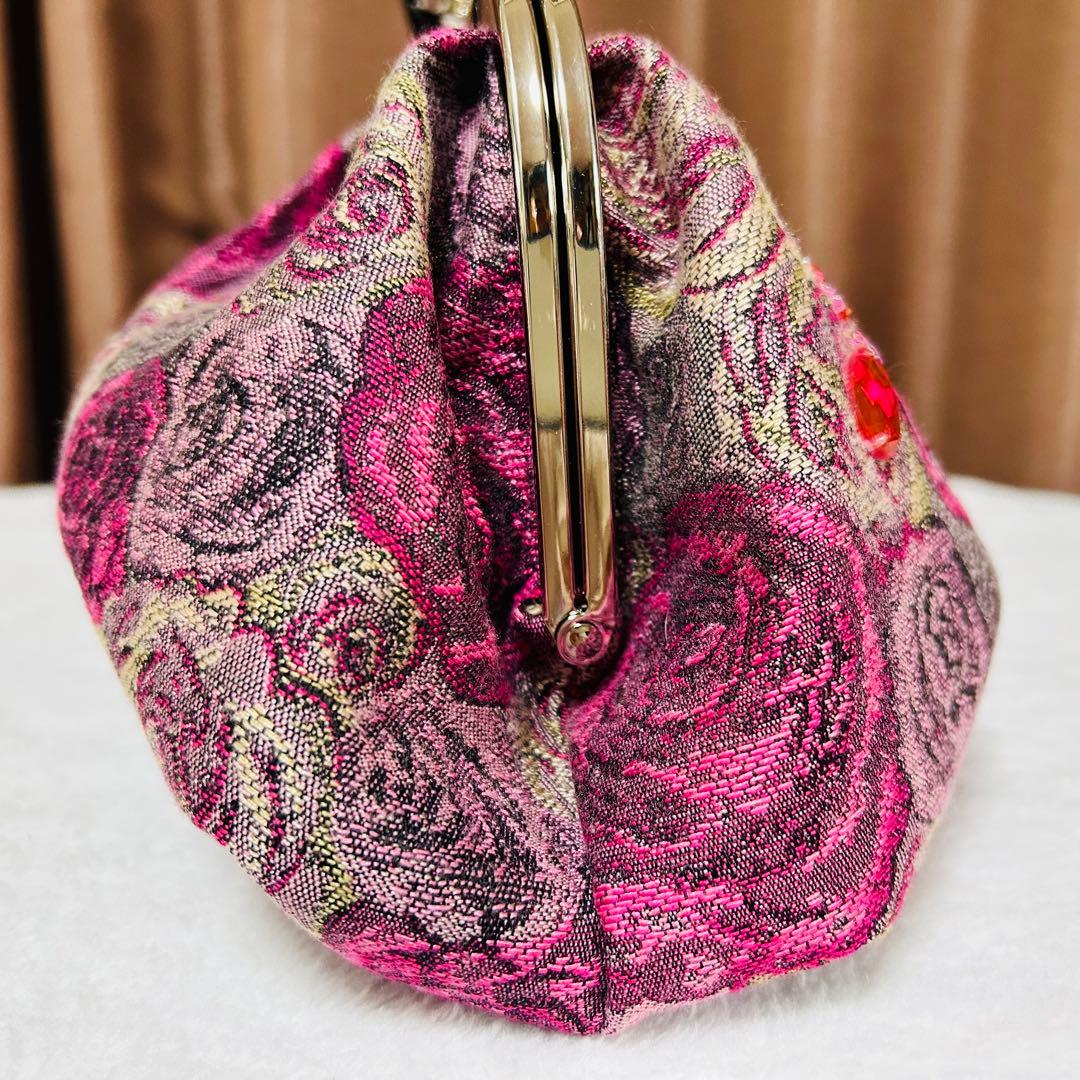 【極美品】Think Bee! ネバーエンディングピンクローズ　がま口　バッグ