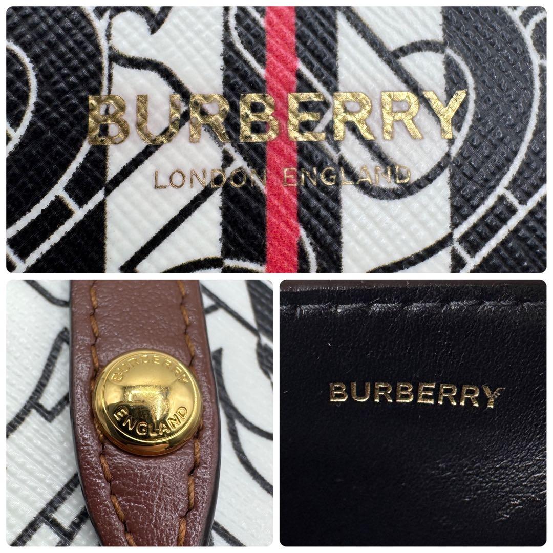 未使用級　付属品完備✨バーバリー　二つ折り財布　TBモノグラム　ストライプ