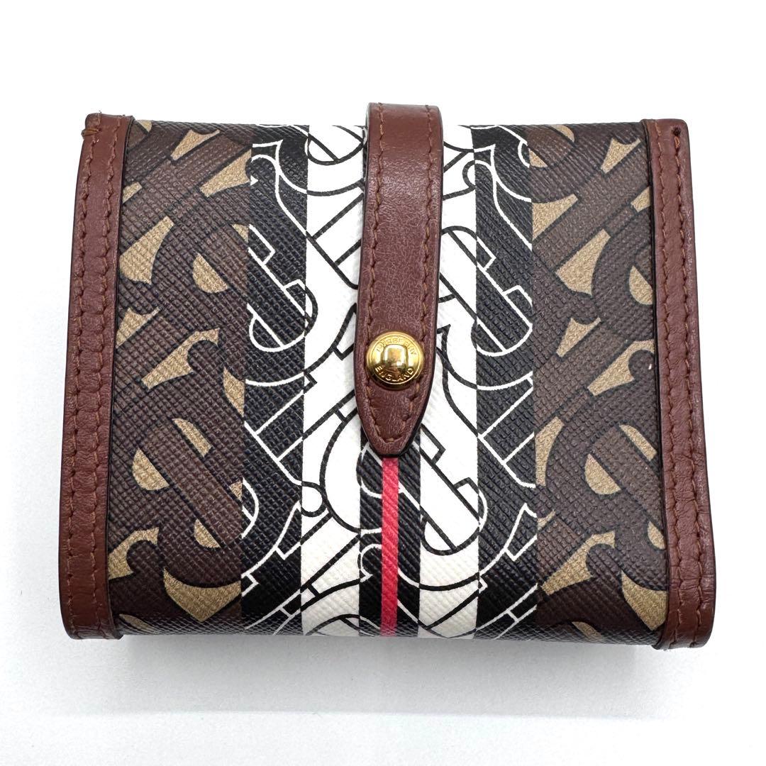 未使用級　付属品完備✨バーバリー　二つ折り財布　TBモノグラム　ストライプ