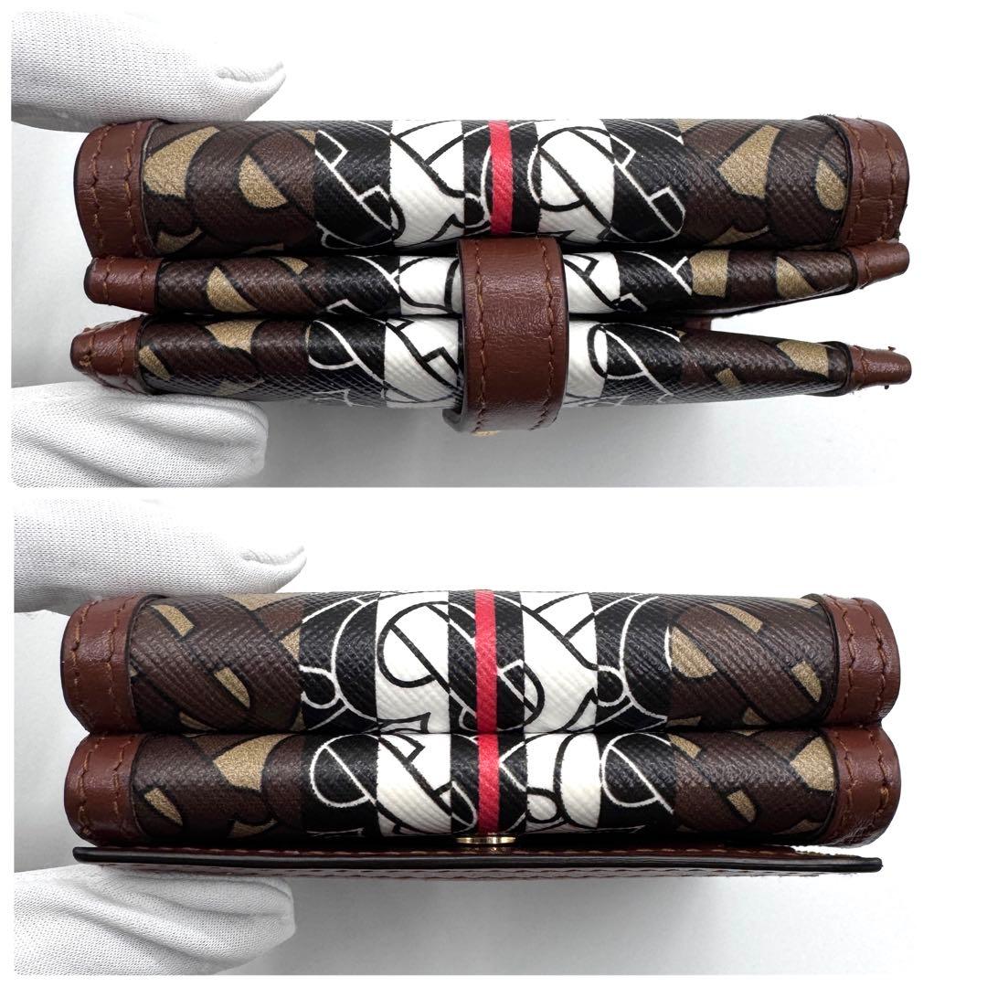 未使用級　付属品完備✨バーバリー　二つ折り財布　TBモノグラム　ストライプ