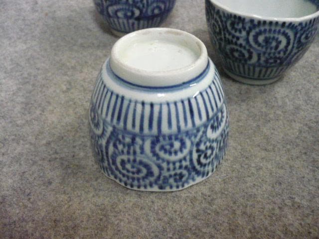 伊万里 染付 たこ唐草 猪口 5個 [B31482]