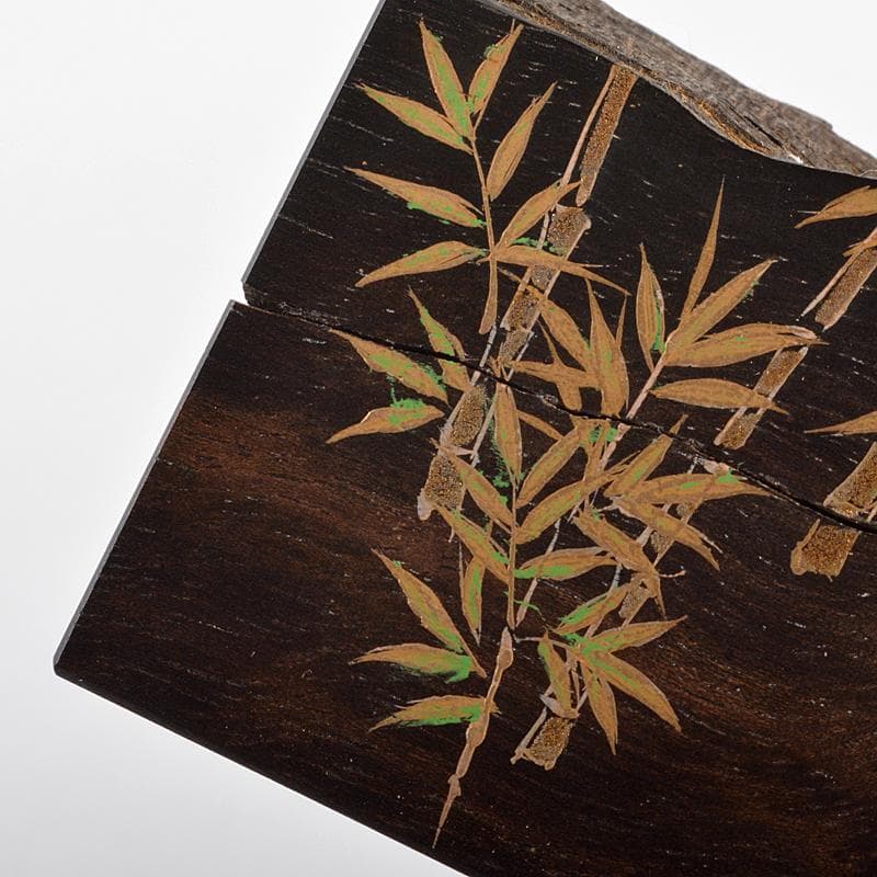 茶道具　蒔絵師　蓑輪一幸作　竹林蒔絵　割香合　共箱　V　R5556