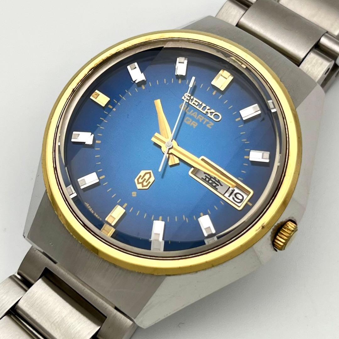 【稼働品】SEIKO カットガラス　クォーツ 腕時計 コンビ 3863-7020