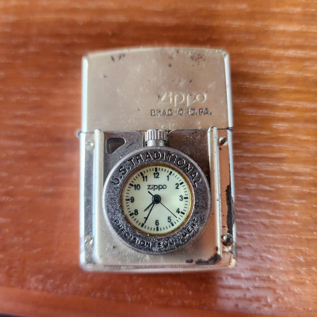 Zippo U.S BRADFORD. PA アンティークライター 時計付き