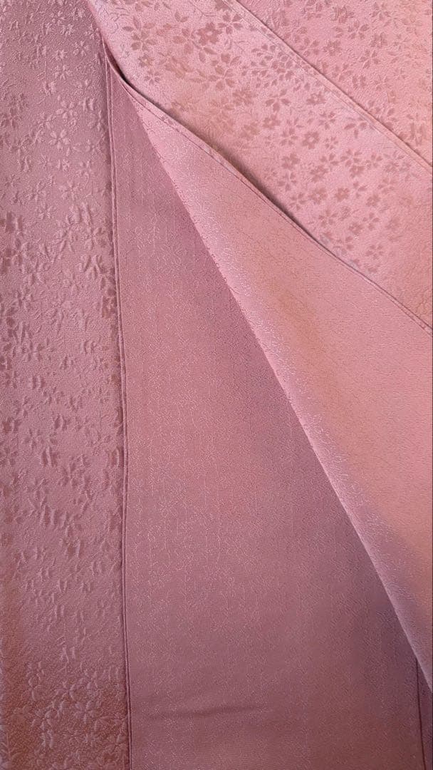 未使用　色無地　鴇羽色　桜の地紋