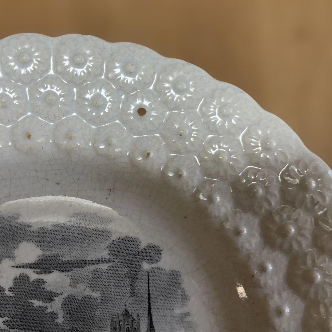 風景画のエンボス加工プレート、アンティーク