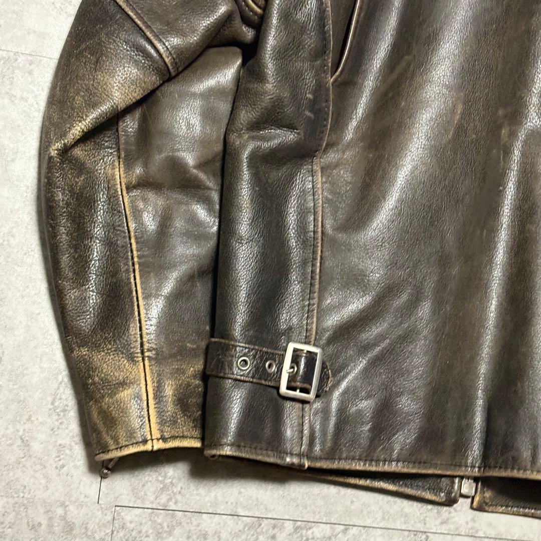 【エイジング】シングルライダース　M レザージャケット　ブルゾン　【36】