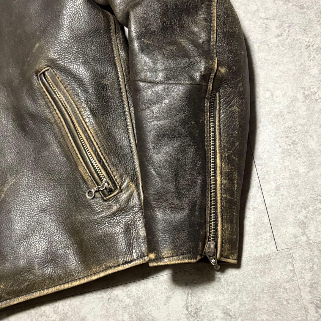 【エイジング】シングルライダース　M レザージャケット　ブルゾン　【36】
