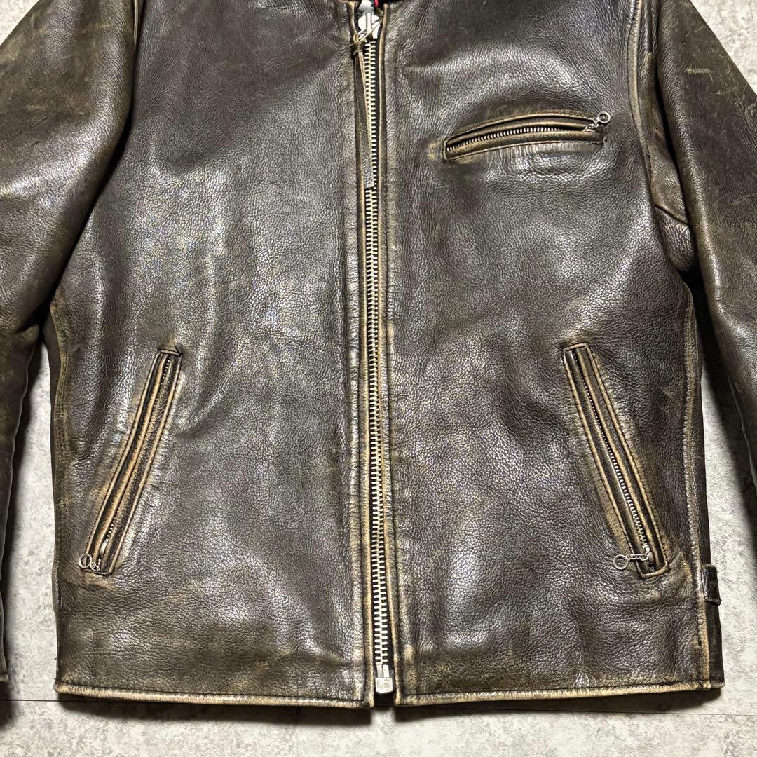 【エイジング】シングルライダース　M レザージャケット　ブルゾン　【36】