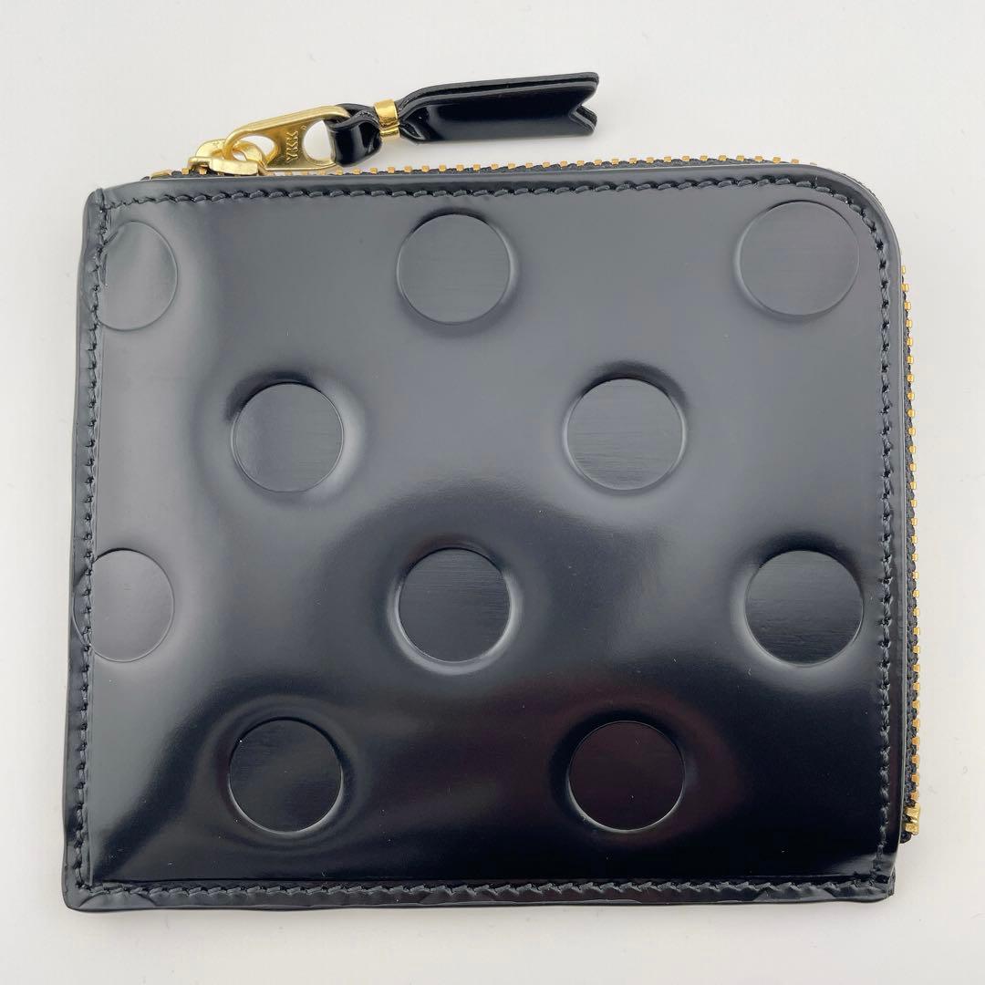 大人気✨コムデギャルソン 財布 L字ファスナー 本革 ポルカドット ブラック