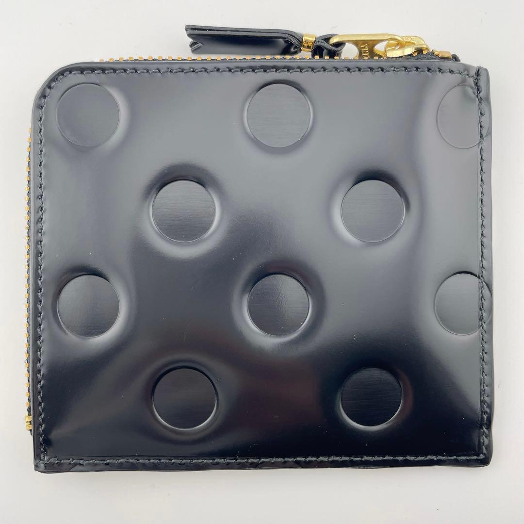 大人気✨コムデギャルソン 財布 L字ファスナー 本革 ポルカドット ブラック