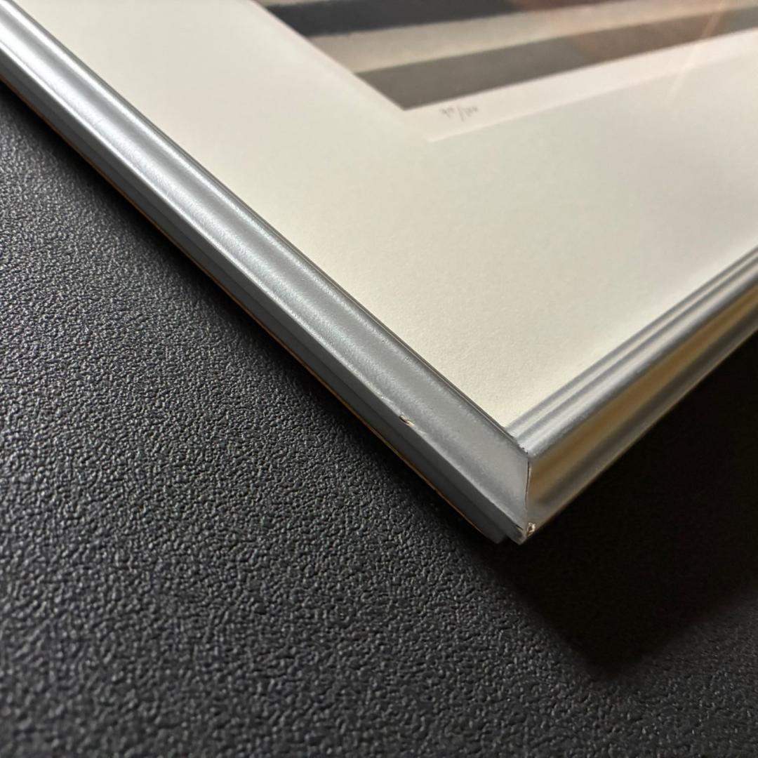 美品 藤田吉香「白い花」リトグラフ 直筆サイン・落款入り 額縁入り