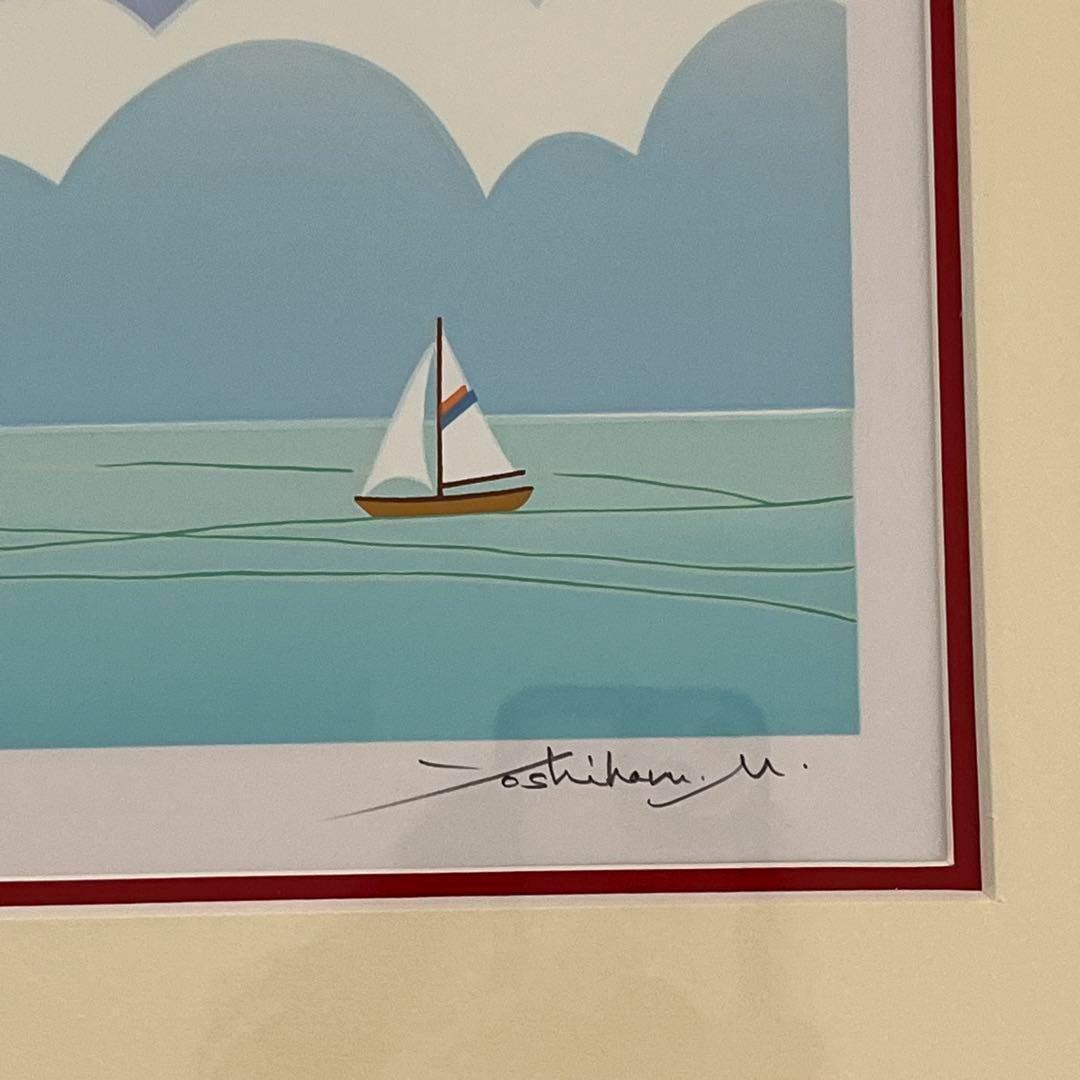 大特価「Yoshiharu M.」朝の海 シルクスクリーン 額装 ☆ 直筆サイン