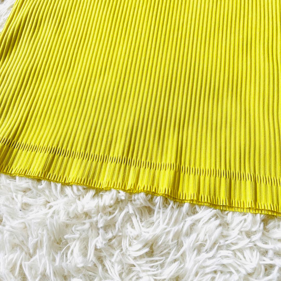 【希少✨】プリーツプリーズ　タンクトップ　ハイネック　フリンジ　黄色　3