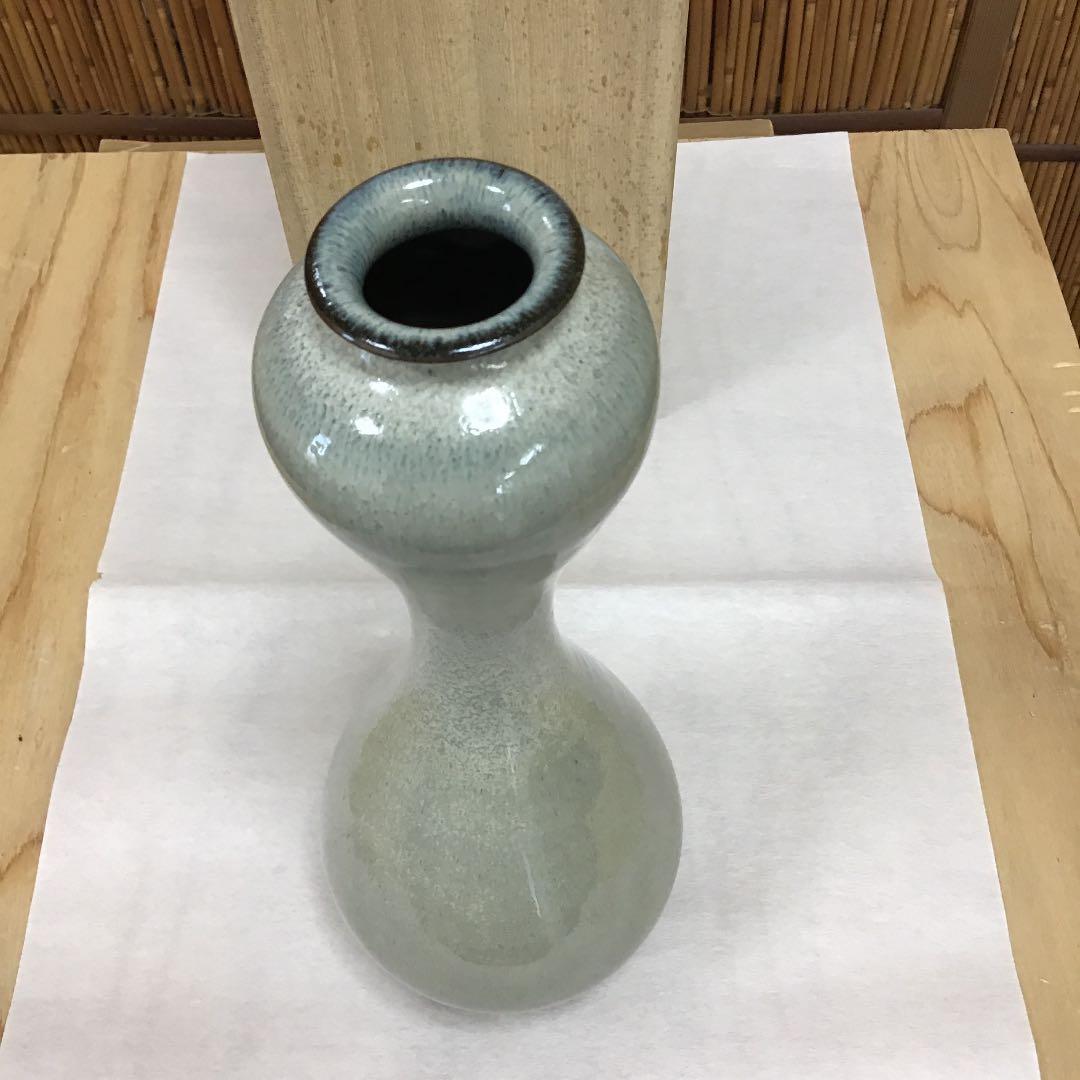 華道道具 高取焼 花入 雪山窯 鬼丸碧山 造 N６８３Ｈ