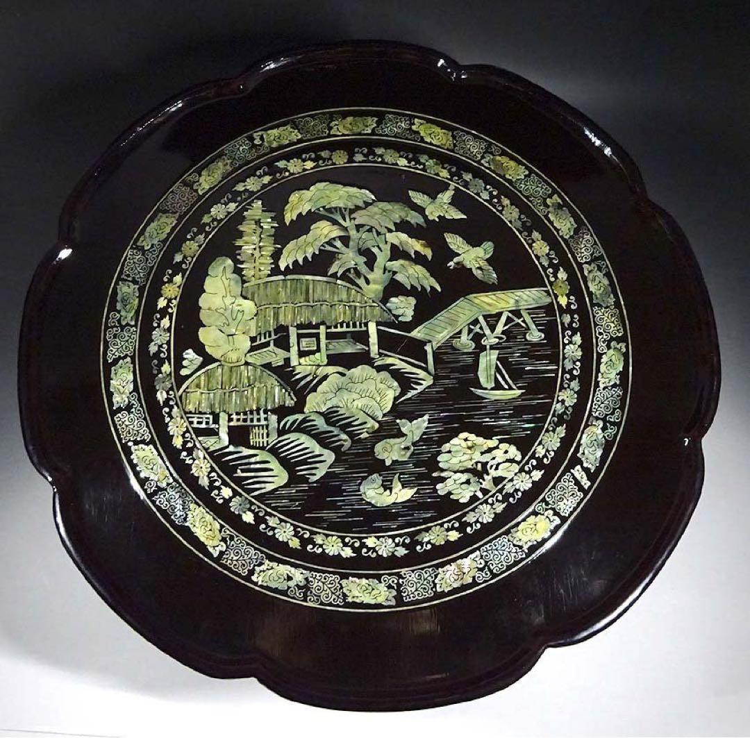 朝鮮美術　螺鈿　足付膳　折り畳み式　美品