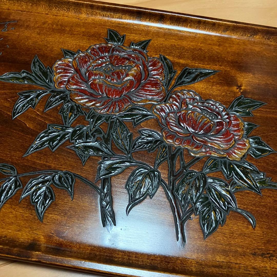 烏城彫　盆　花柄